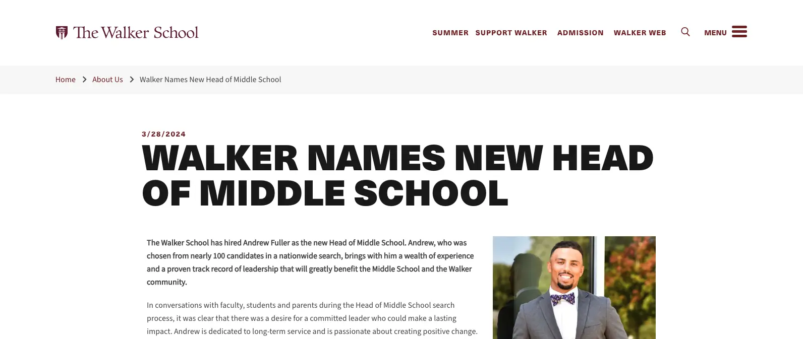 Amplify Blog - Digital Marketing for private schools - example of content marketing from The Walker School Website