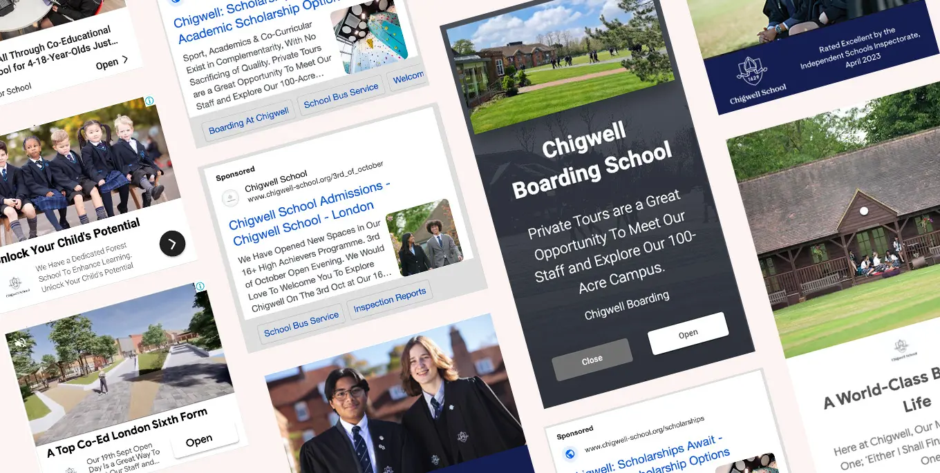 Amplify - Digital Marketing for Private Schools - Chigwell school ads banner 