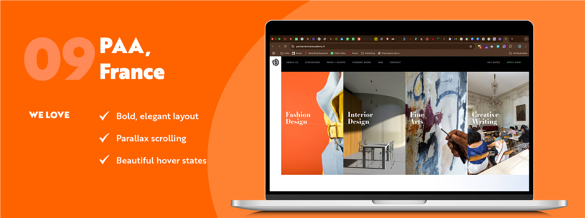 Best school websites of 2025 - paris american academy website banner