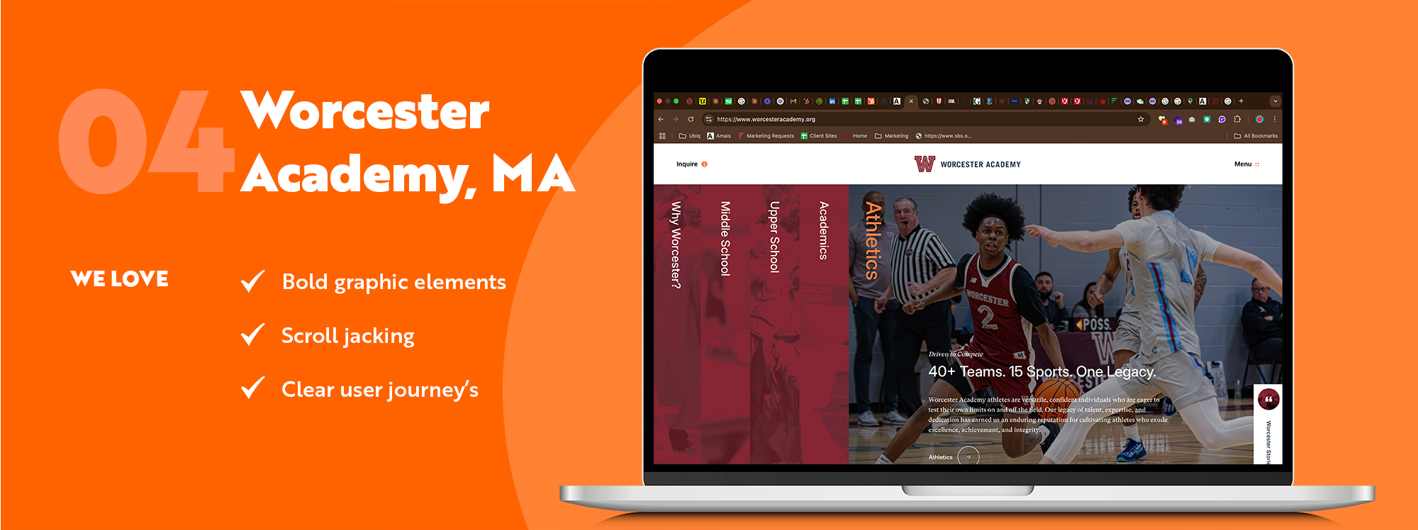UBIQ Education - Best School Websites - Worcester Academy website preview