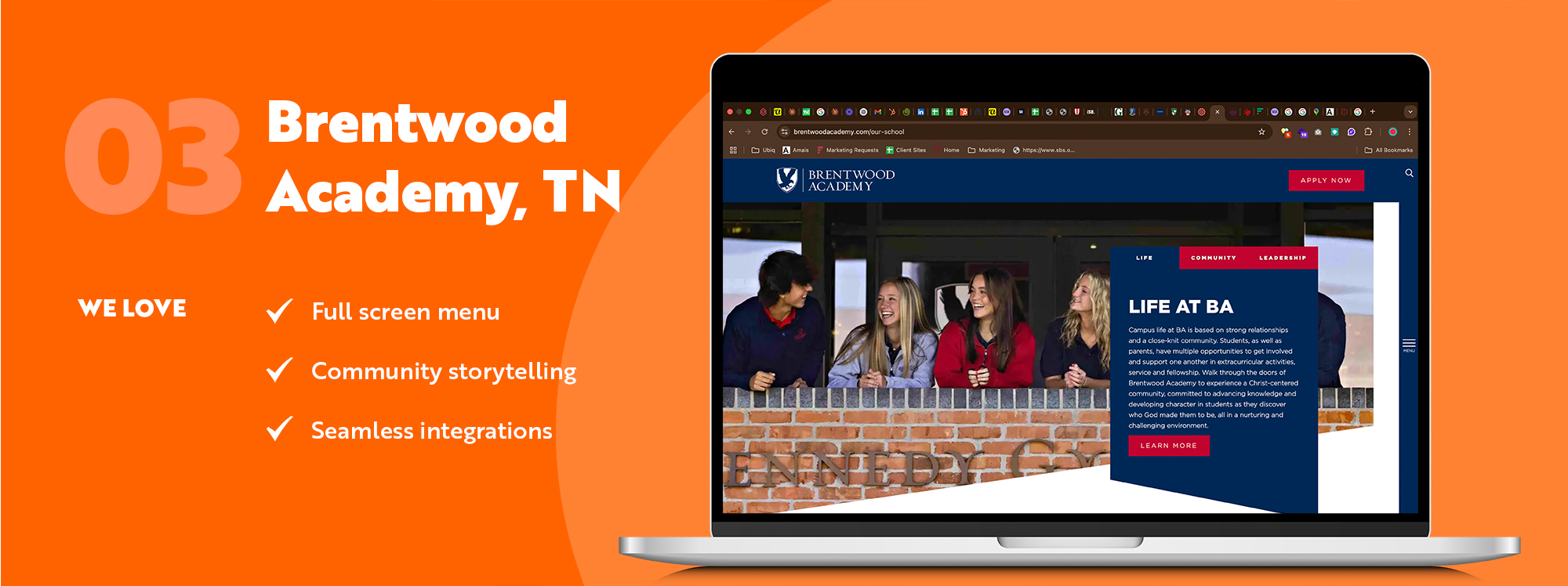 UBIQ Education - Best School Website Designs - Brentwood Academy website design