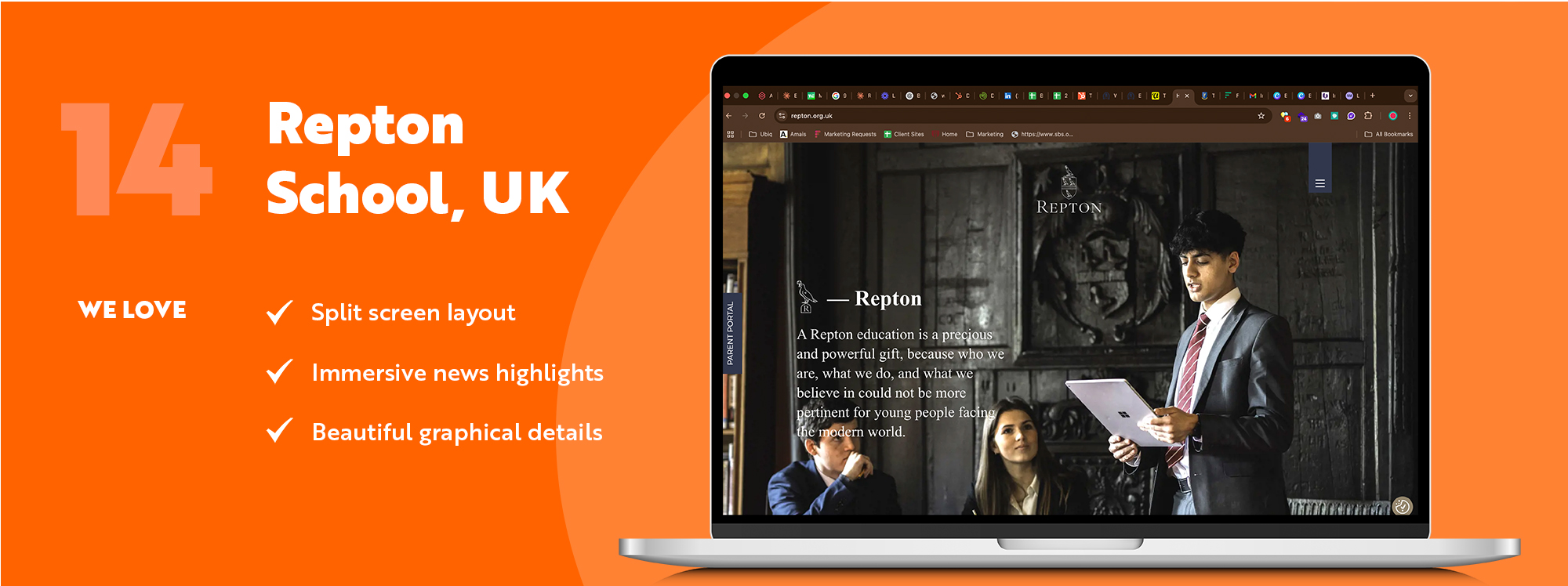 best school websites 2025 - repton school homepage