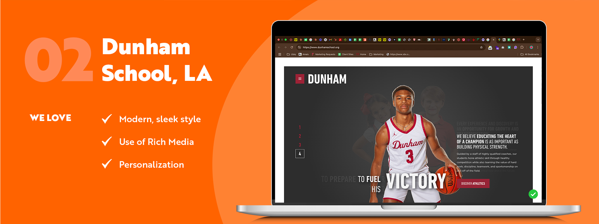 UBIQ Education best school websites article - banner for Dunham School Showcasing a still of their website